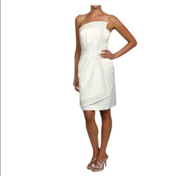 NWT White Ivory Beaded Strapless Dress - Picture 1 of 9